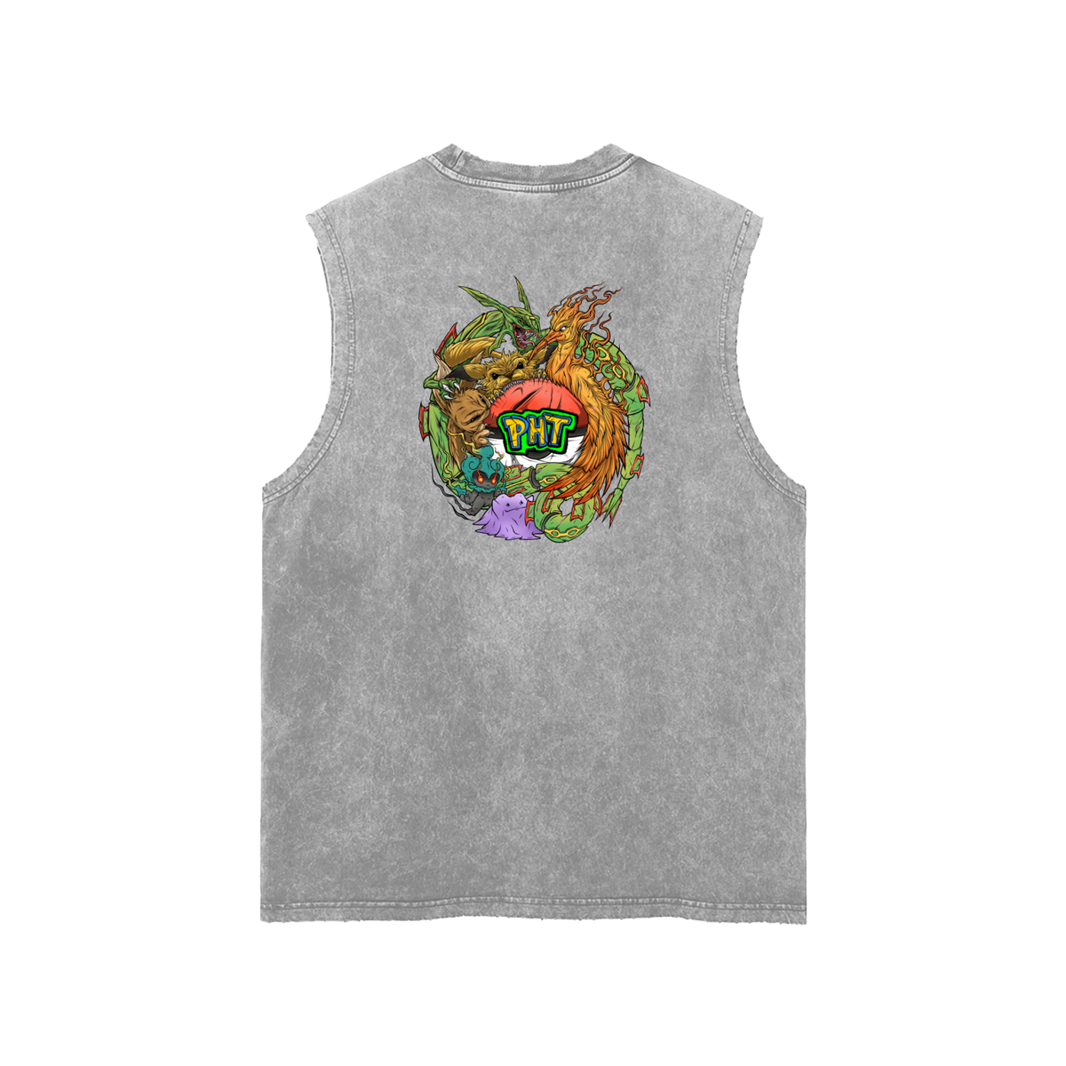 PHT Snow Washed Frayed Hem Tank Top Colour logo