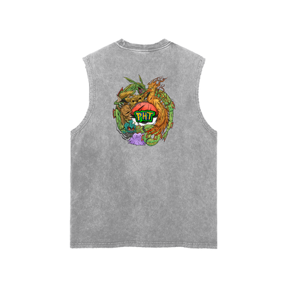 PHT Snow Washed Frayed Hem Tank Top Colour logo