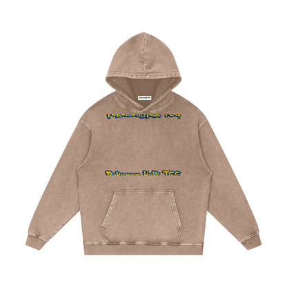 PHT Snow Washed Loose Cotton Hoodie Colour Logo
