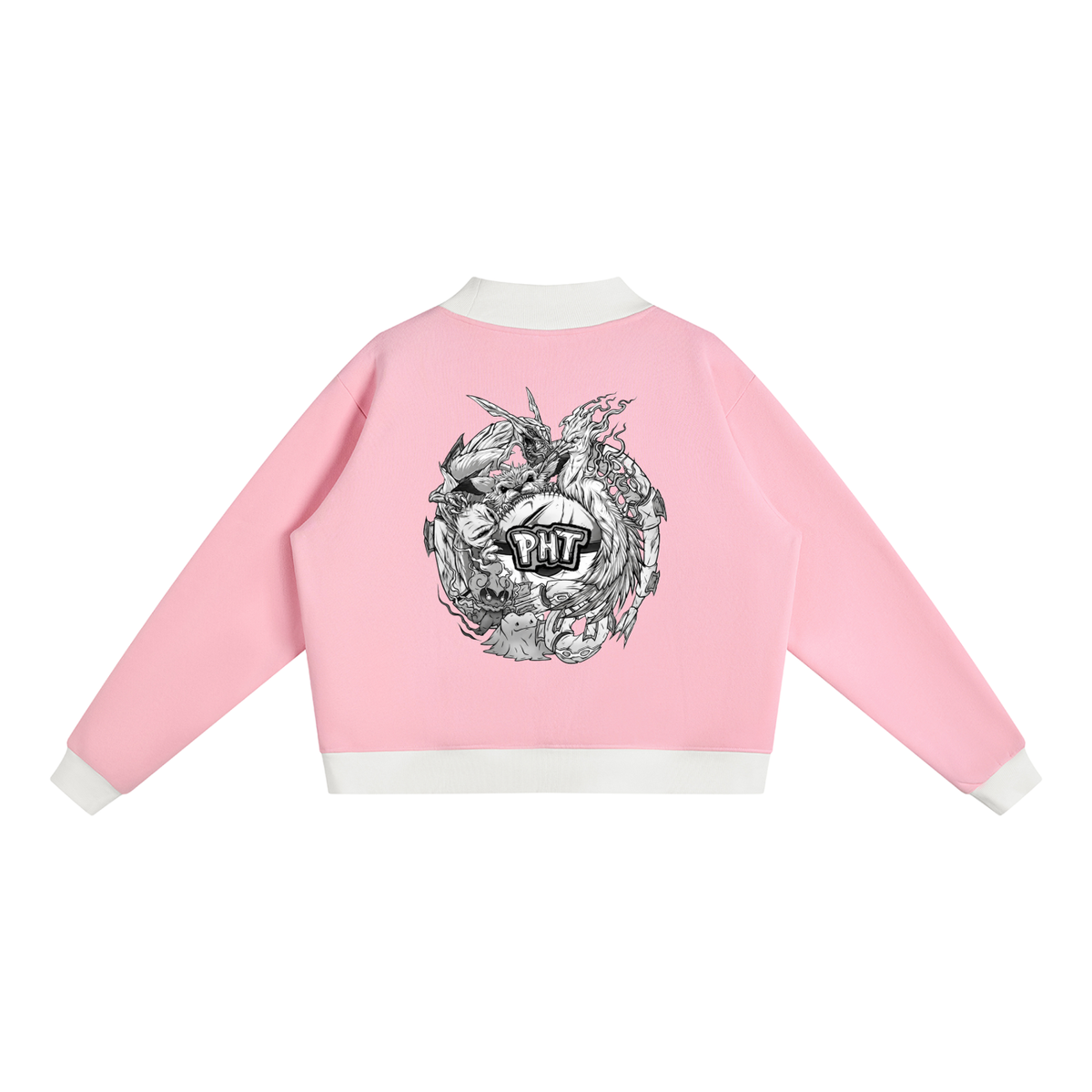 PHT Women’s Mock Neck Crewneck Sweatshirt B&W Logo
