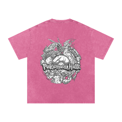 PHT Snow Washed Oversized Cotton T-Shirt B&W Logo
