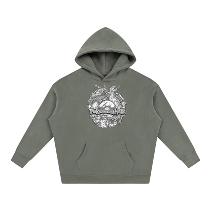 PHT Oversize Fleeced Hoodie B&W Logo