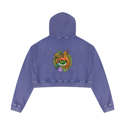 PHT Women’s Mineral Washed Crop Hoodie Colour Logo