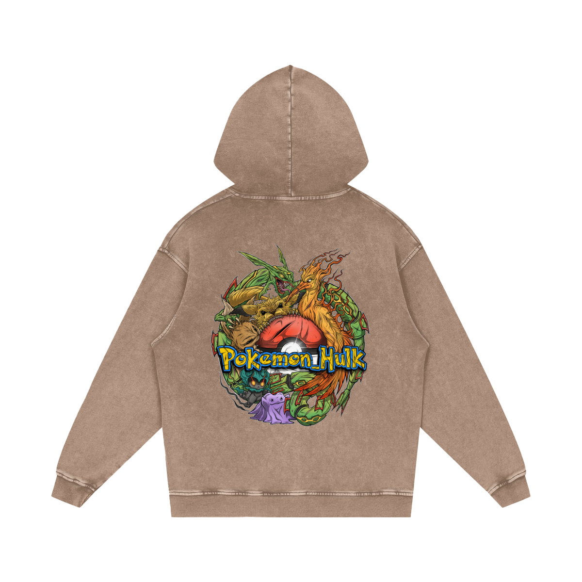 PHT Snow Washed Loose Cotton Hoodie Colour Logo