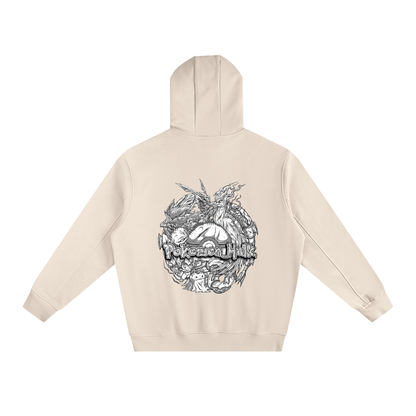 PHT Fleeced High Neck Hoodie B&W Logo