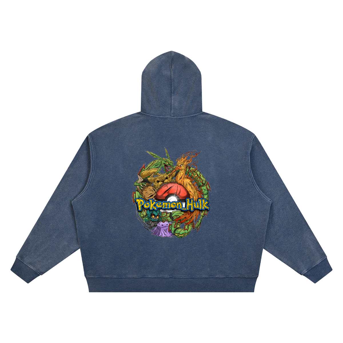 PHT  Vintage Wash Waffle Boxy Hoodie Colour Logo