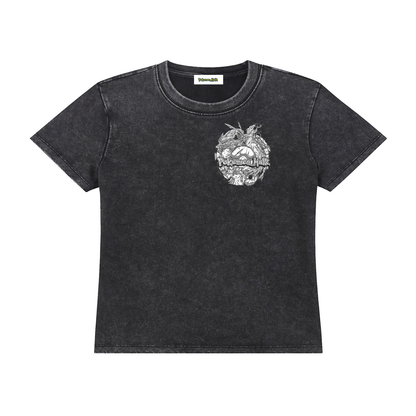 PHT Woman's Vintage Wash Drop Shoulder T-shirt Front  B&W Logo