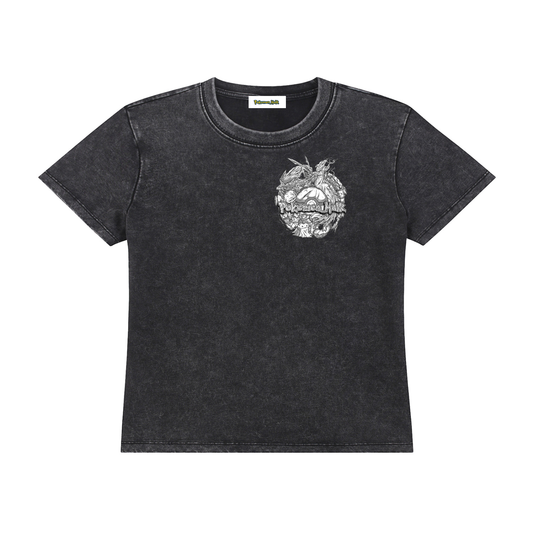 PHT Woman's Vintage Wash Drop Shoulder T-shirt Front  B&W Logo