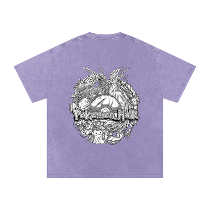 PHT Snow Washed Oversized Cotton T-Shirt B&W Logo