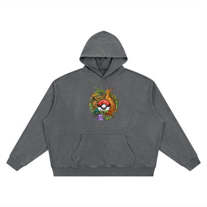 PHT  Vintage Wash Waffle Boxy Hoodie Colour Logo
