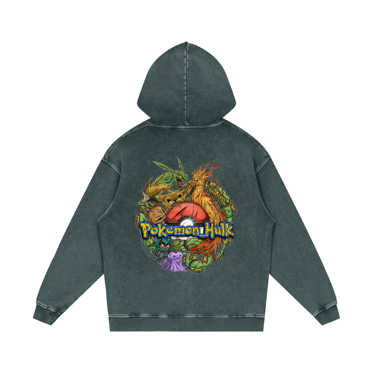 PHT Snow Washed Loose Cotton Hoodie Colour Logo