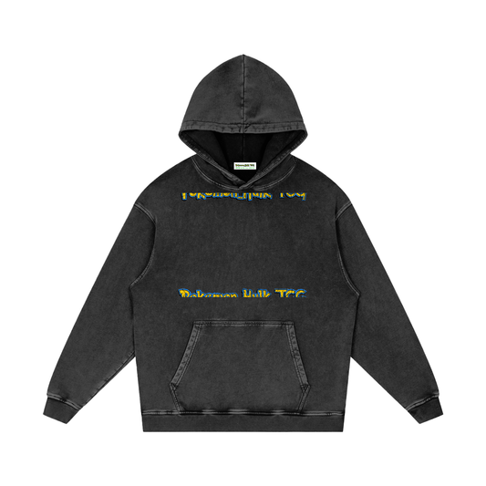 PHT Snow Washed Loose Cotton Hoodie Colour Logo