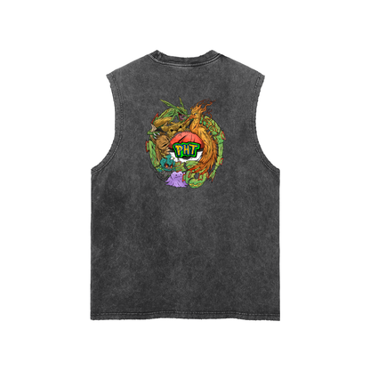 PHT Snow Washed Frayed Hem Tank Top Colour logo