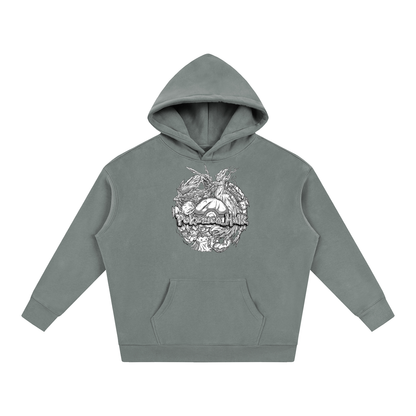 PHT Oversize Fleeced Hoodie B&W Logo