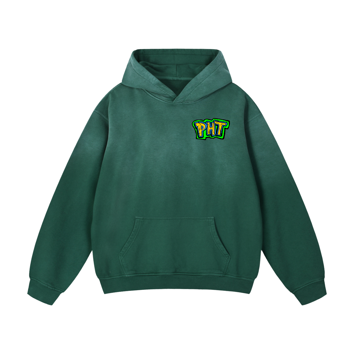 PHT Heavyweight Sunfade Oversized Hoodie B&W Logo