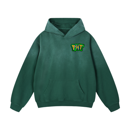 PHT Heavyweight Sunfade Oversized Hoodie B&W Logo