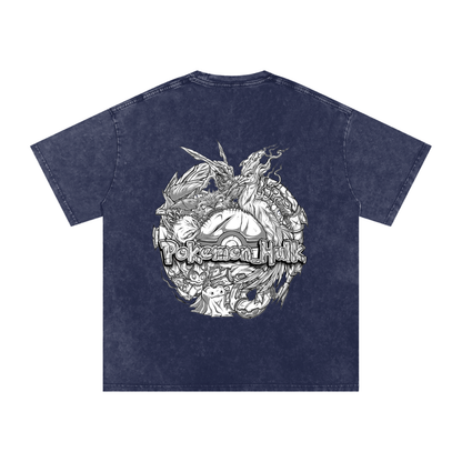 PHT Snow Washed Oversized Cotton T-Shirt B&W Logo