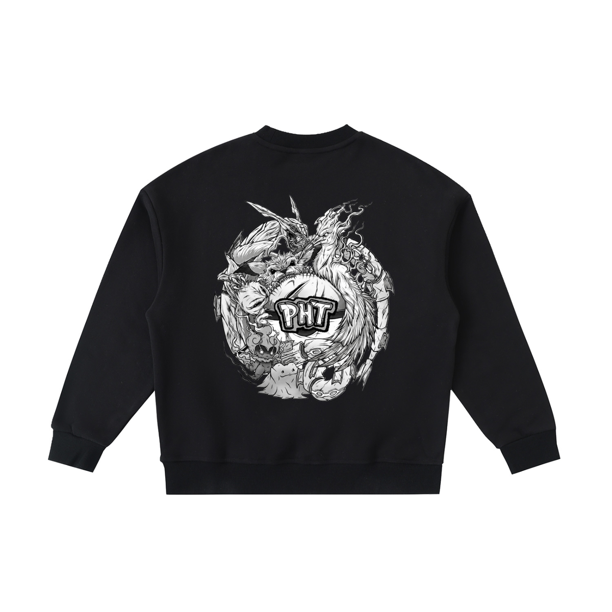 PHT  Fleece Kids' Crewneck Sweatshirt B&W Logo