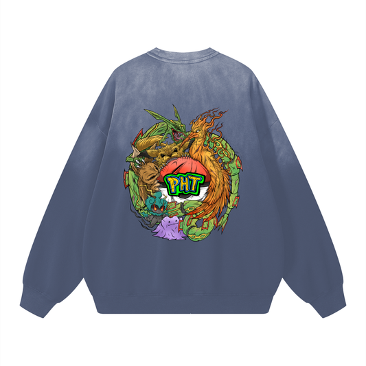 PHT  Sunfade Drop-Shoulder Cotton Sweatshirt Colour Logo