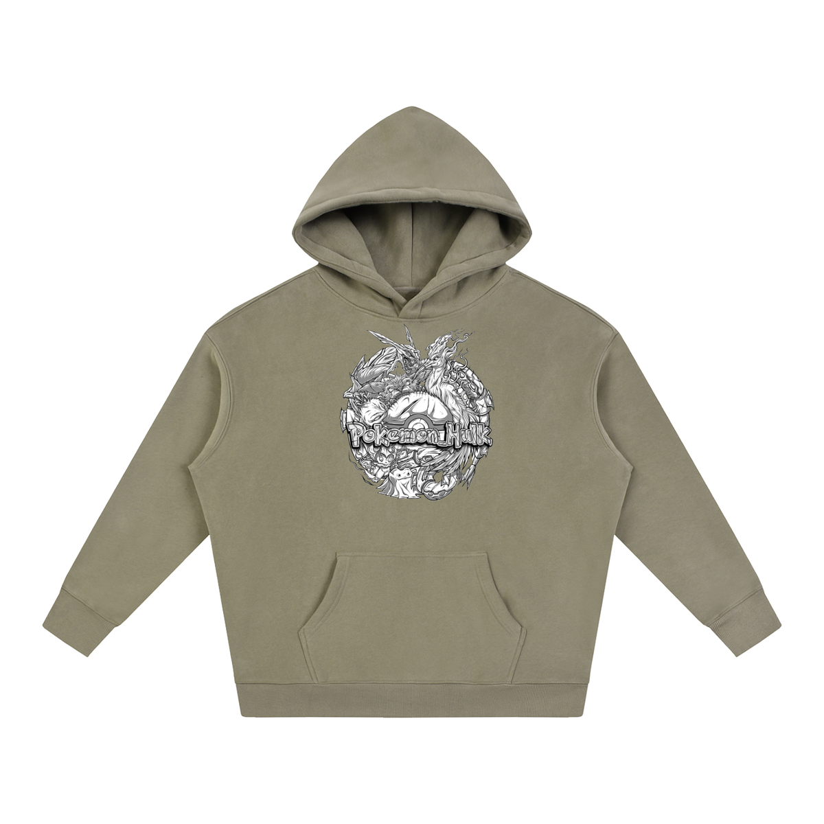 PHT Oversize Fleeced Hoodie B&W Logo