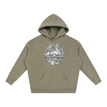 PHT Oversize Fleeced Hoodie B&W Logo