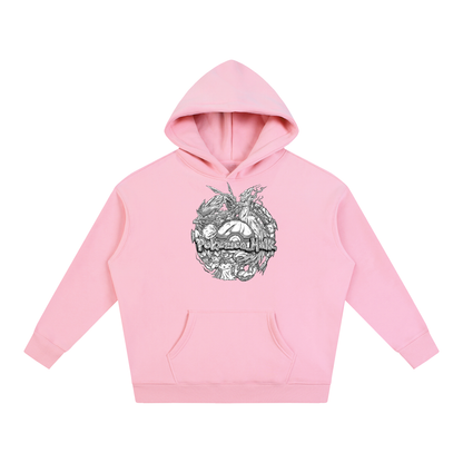 PHT Oversize Fleeced Hoodie B&W Logo
