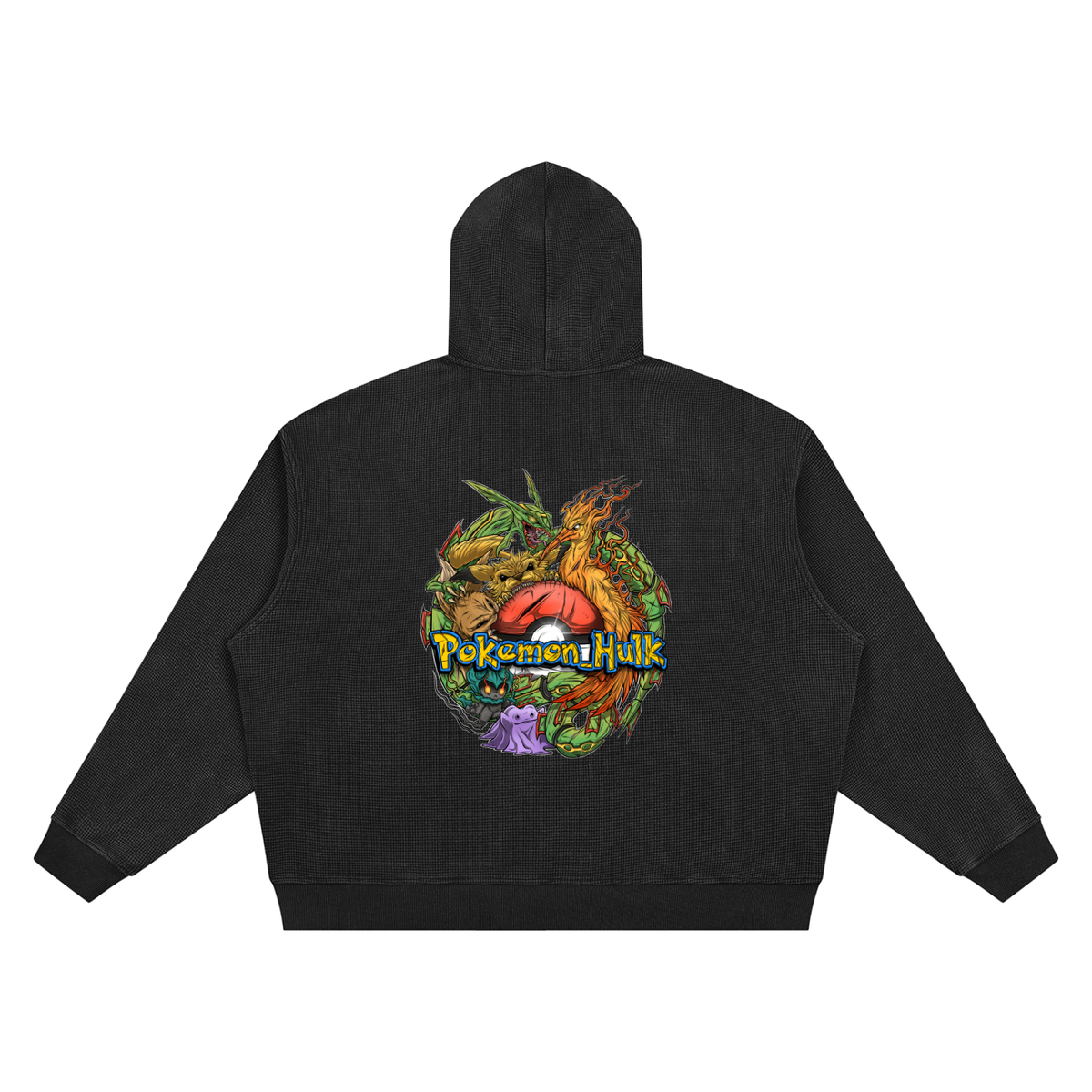 PHT  Vintage Wash Waffle Boxy Hoodie Colour Logo