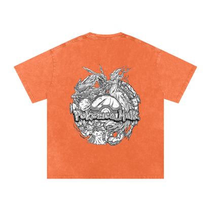 PHT Snow Washed Oversized Cotton T-Shirt B&W Logo
