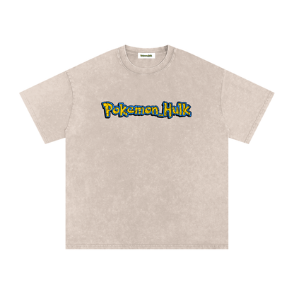 PHT Snow Washed Oversized Cotton T-Shirt B&W Logo