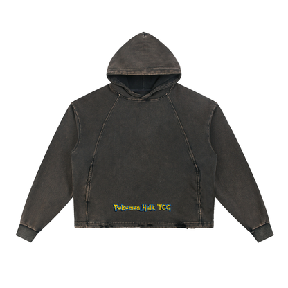 PHT Vintage Washed Frayed-Hem Hoodie Colour Logo
