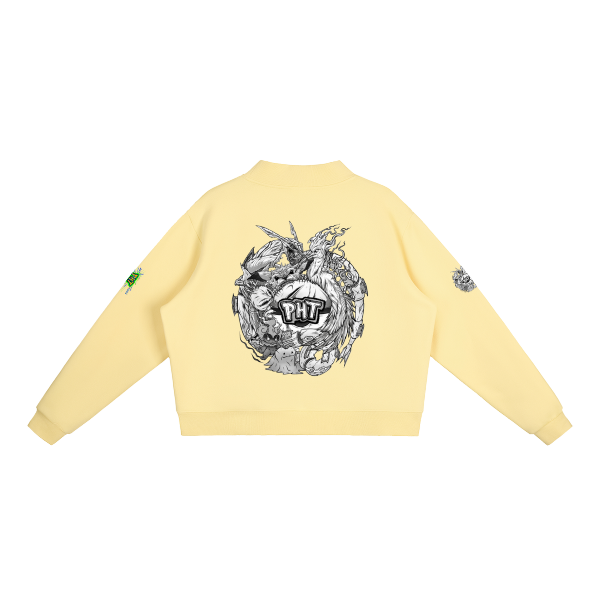 PHT Fleece Mock-Neck Crew Sweatshirt B&W Logo