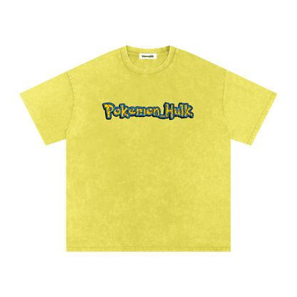 PHT Snow Washed Oversized Cotton T-Shirt B&W Logo