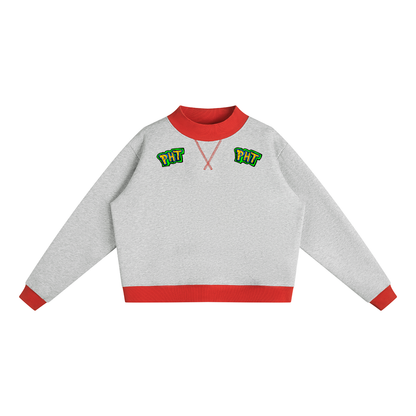 PHT Women’s Mock Neck Crewneck Sweatshirt B&W Logo