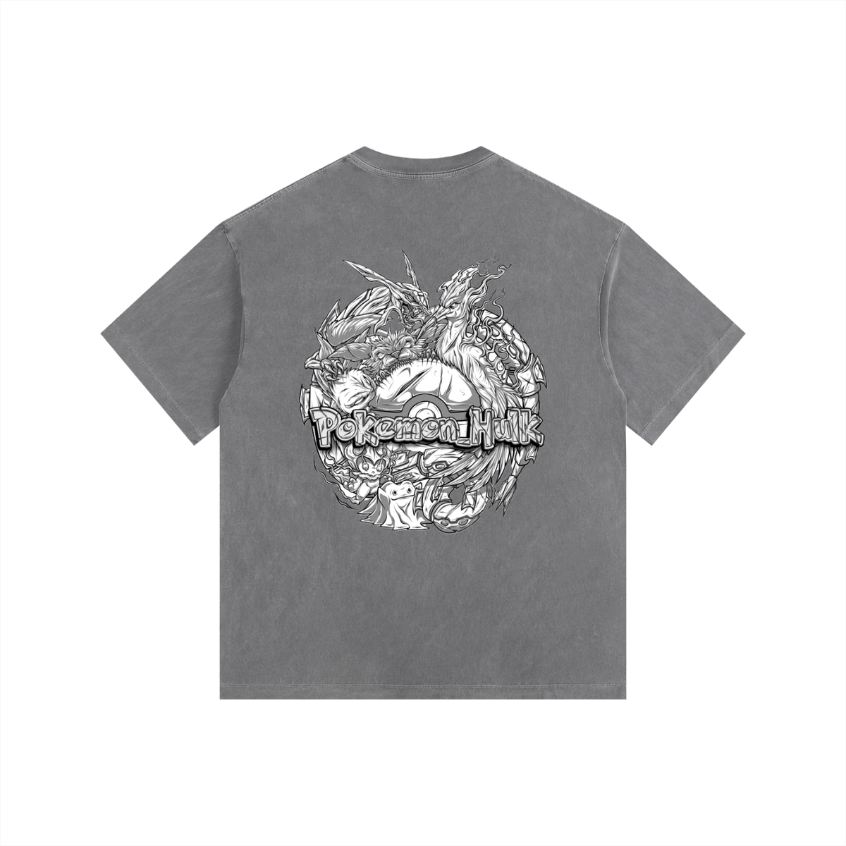 PHT Vintage Washed Oversized Cotton T-Shirt B&W Logo