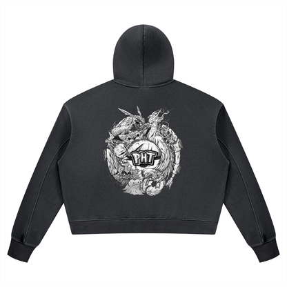 PHT Women’s Vintage Wash Heavyweight Hoodie B&W Logo