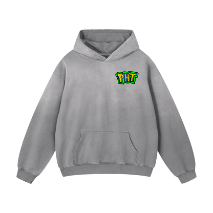 PHT Heavyweight Sunfade Oversized Hoodie B&W Logo