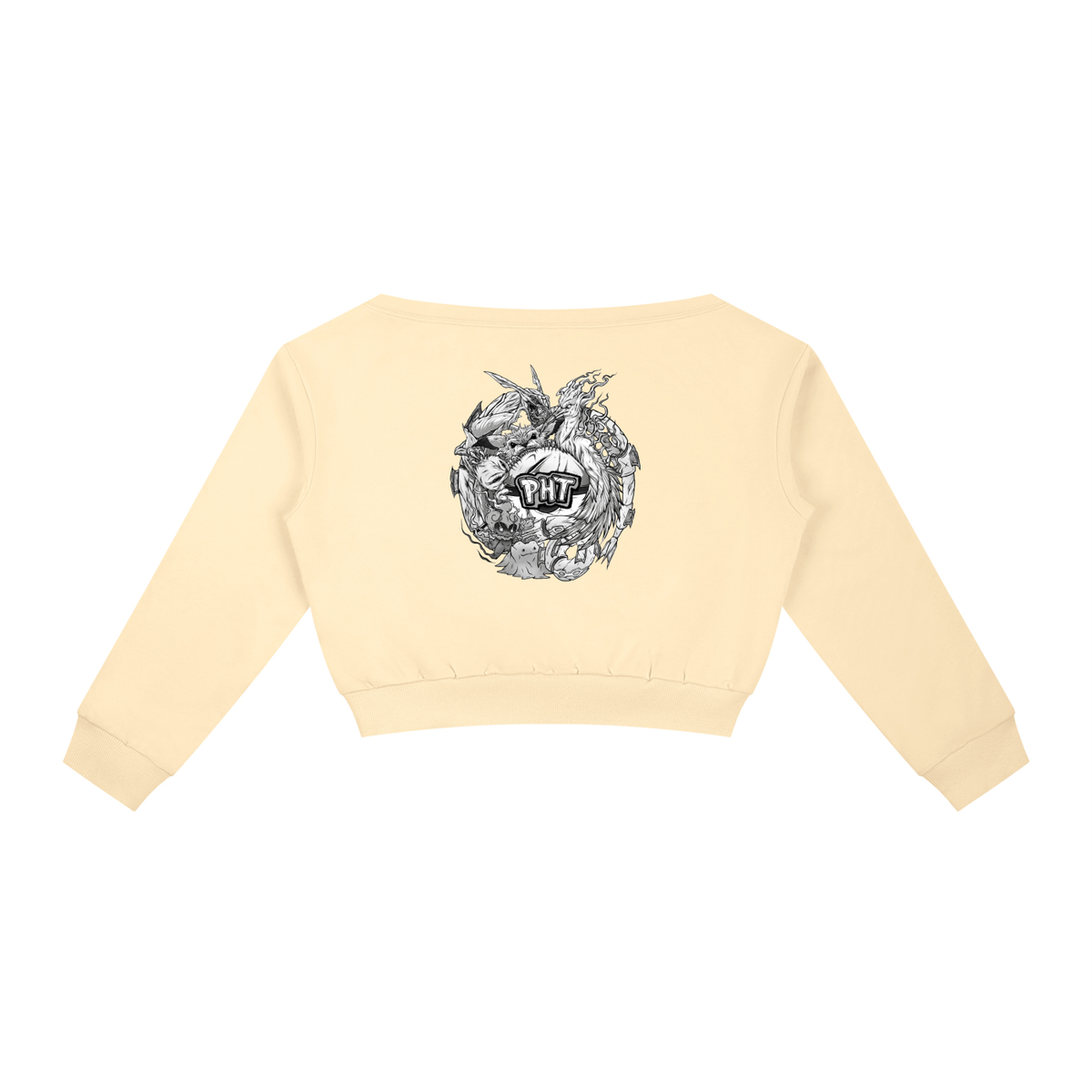 PHT Women's Off-Shoulder Sweatshirt B&W Logo