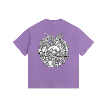 PHT Vintage Washed Oversized Cotton T-Shirt B&W Logo