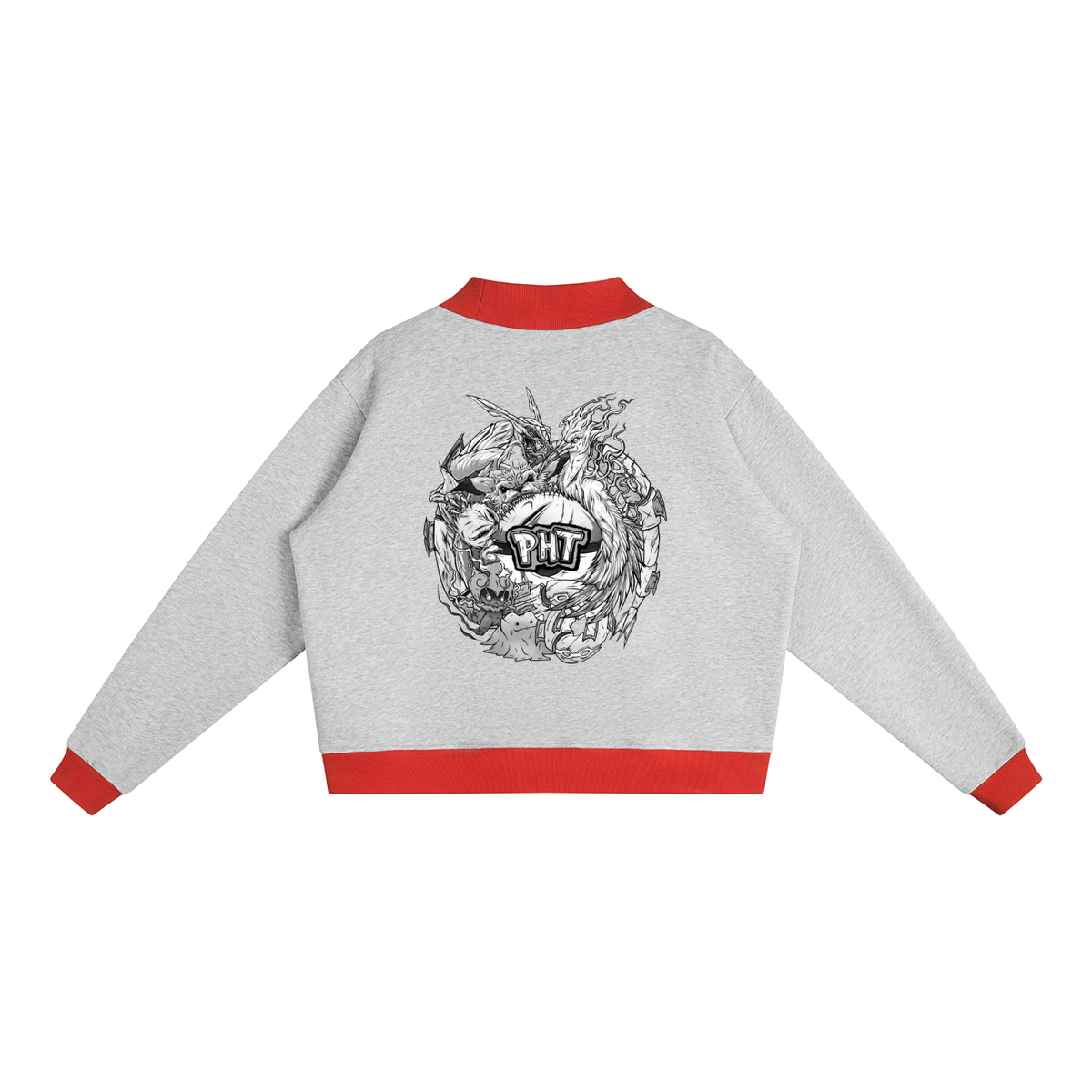 PHT Women’s Mock Neck Crewneck Sweatshirt B&W Logo