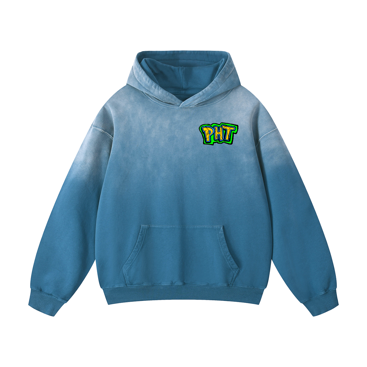 PHT Heavyweight Sunfade Oversized Hoodie B&W Logo