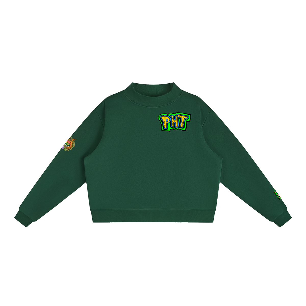 PHT Fleece Mock-Neck Crew Sweatshirt Colour Logo