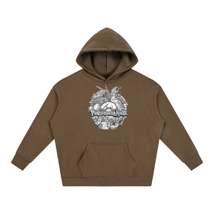 PHT Oversize Fleeced Hoodie B&W Logo