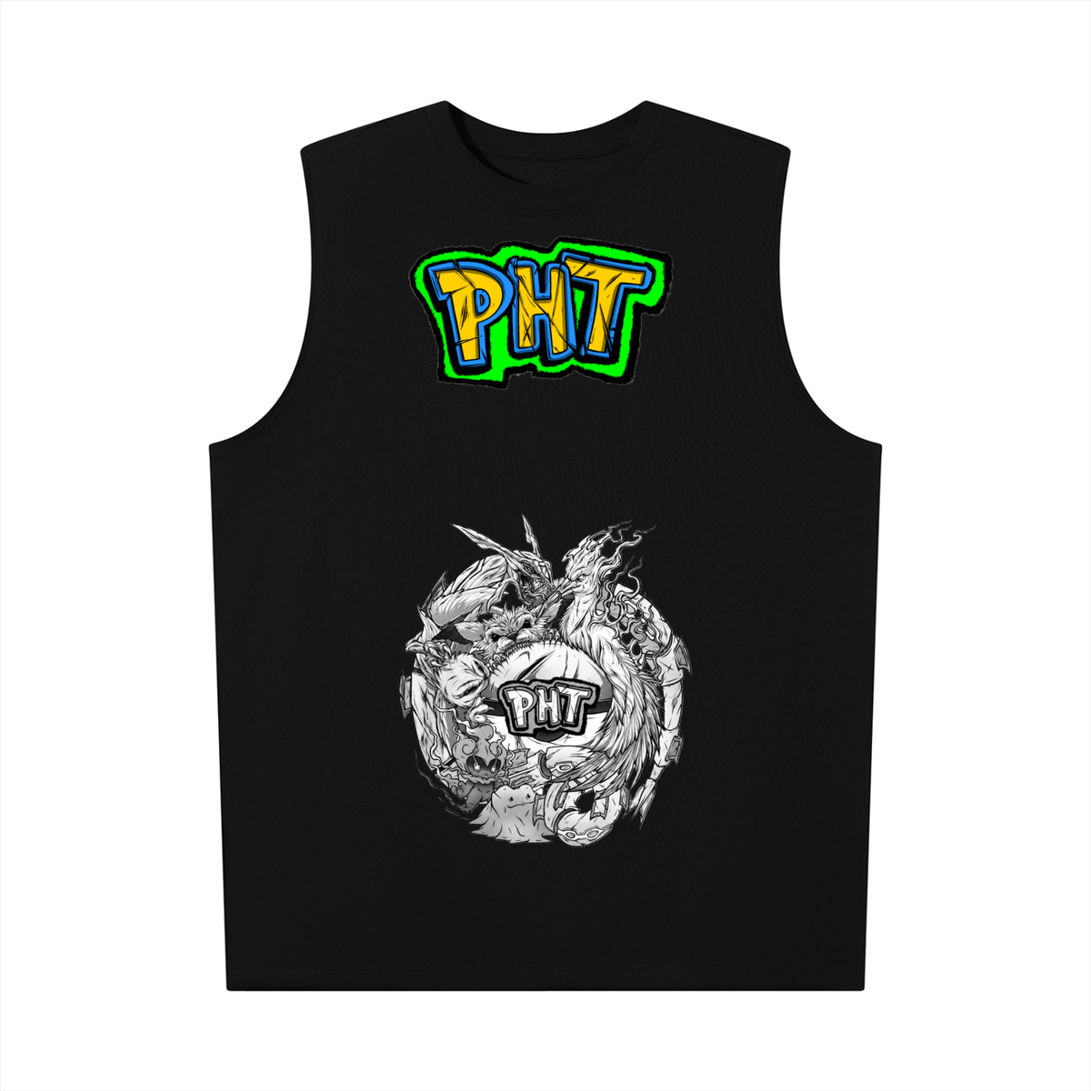 PHT Oversized Cotton Tank  B&W Logo