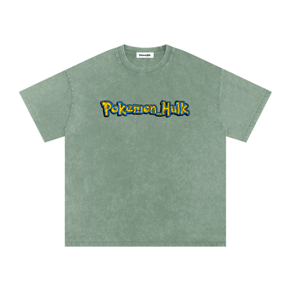 PHT Snow Washed Oversized Cotton T-Shirt B&W Logo