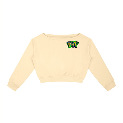 PHT Women's Off-Shoulder Sweatshirt B&W Logo