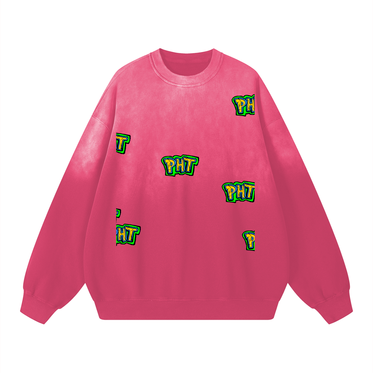 PHT  Sunfade Drop-Shoulder Cotton Sweatshirt Colour Logo