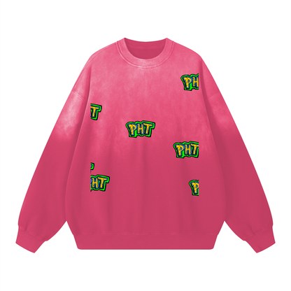 PHT  Sunfade Drop-Shoulder Cotton Sweatshirt Colour Logo