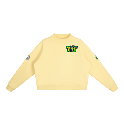 PHT Fleece Mock-Neck Crew Sweatshirt B&W Logo