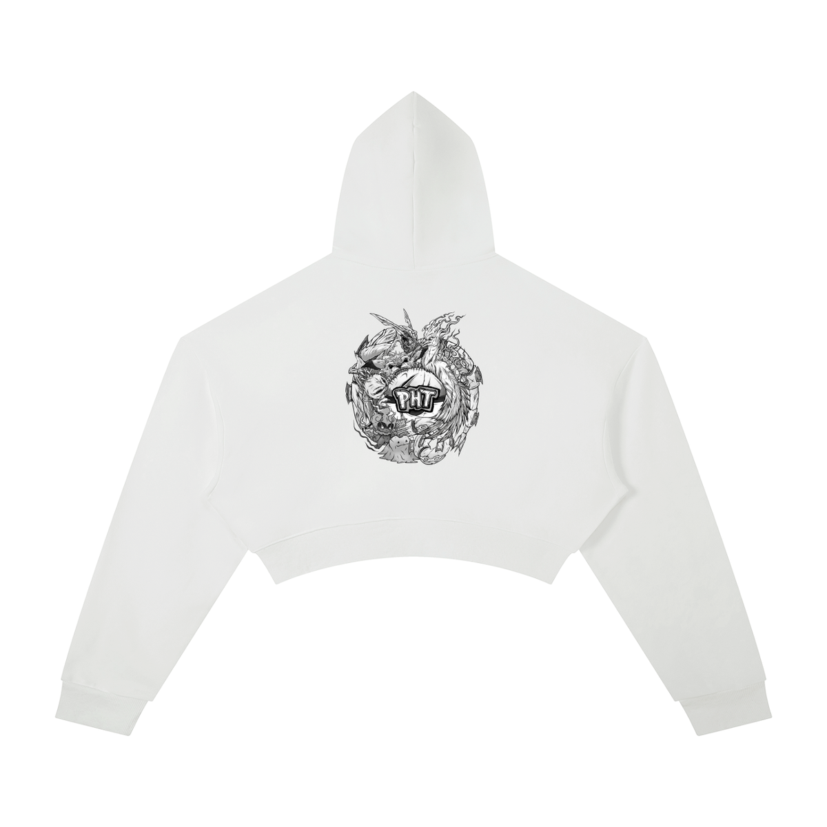 PHT Woman's Cropped Hoodie B&W Logo