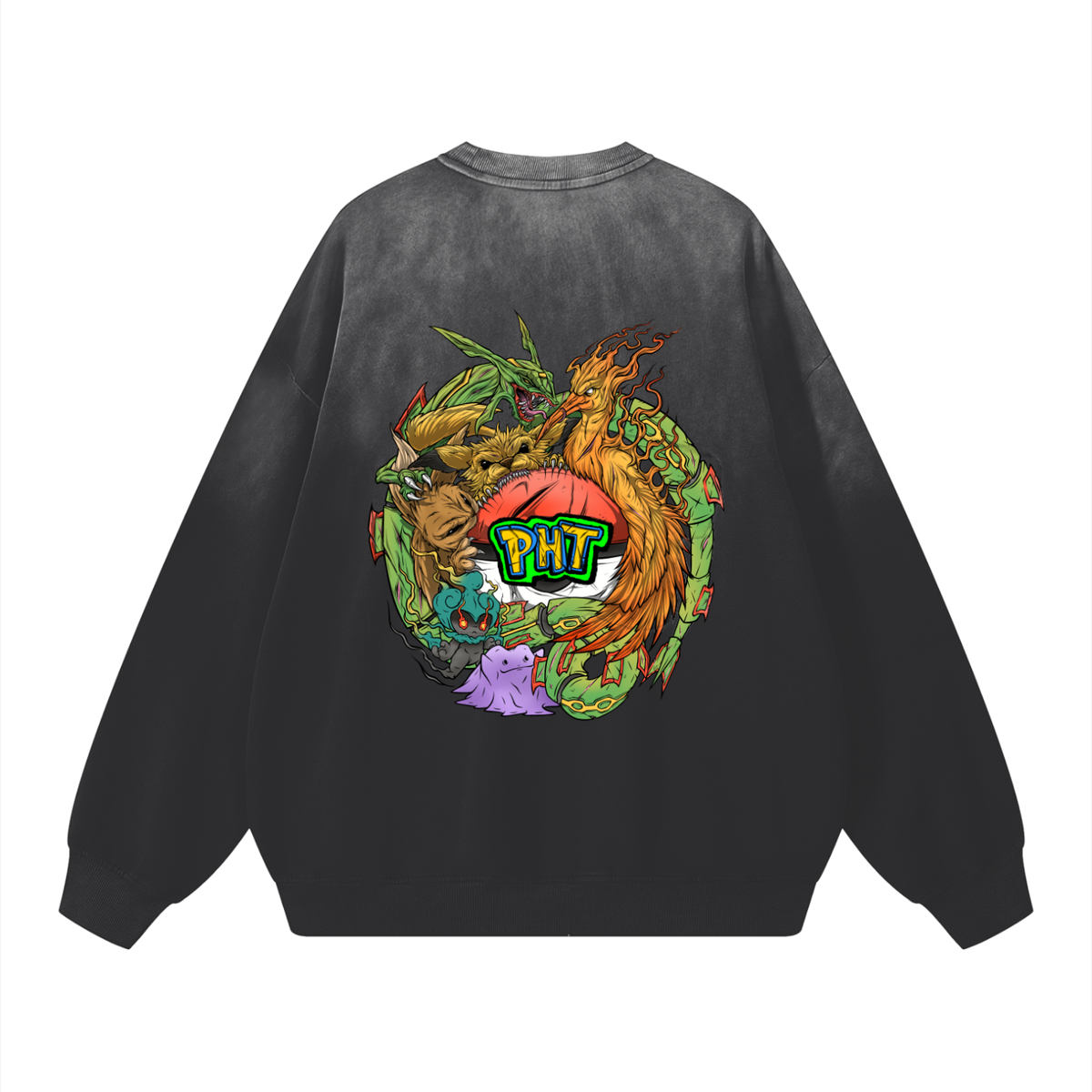 PHT  Sunfade Drop-Shoulder Cotton Sweatshirt Colour Logo